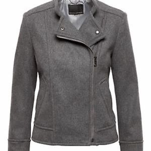 Banana Republic Mario Belluci Italian Melton Wool‎ Dark Gray Moto Jacket, Sz S